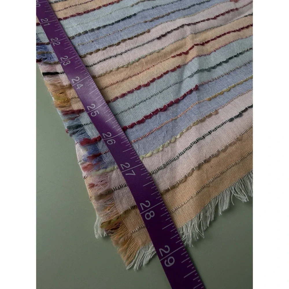 J.Jill Pastel Stripe Scarf One Size Linen Cotton Frayed Edge‎ Lightweight